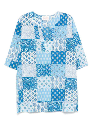 MC2 Saint Barth women's light blue patchwork beach cover-up