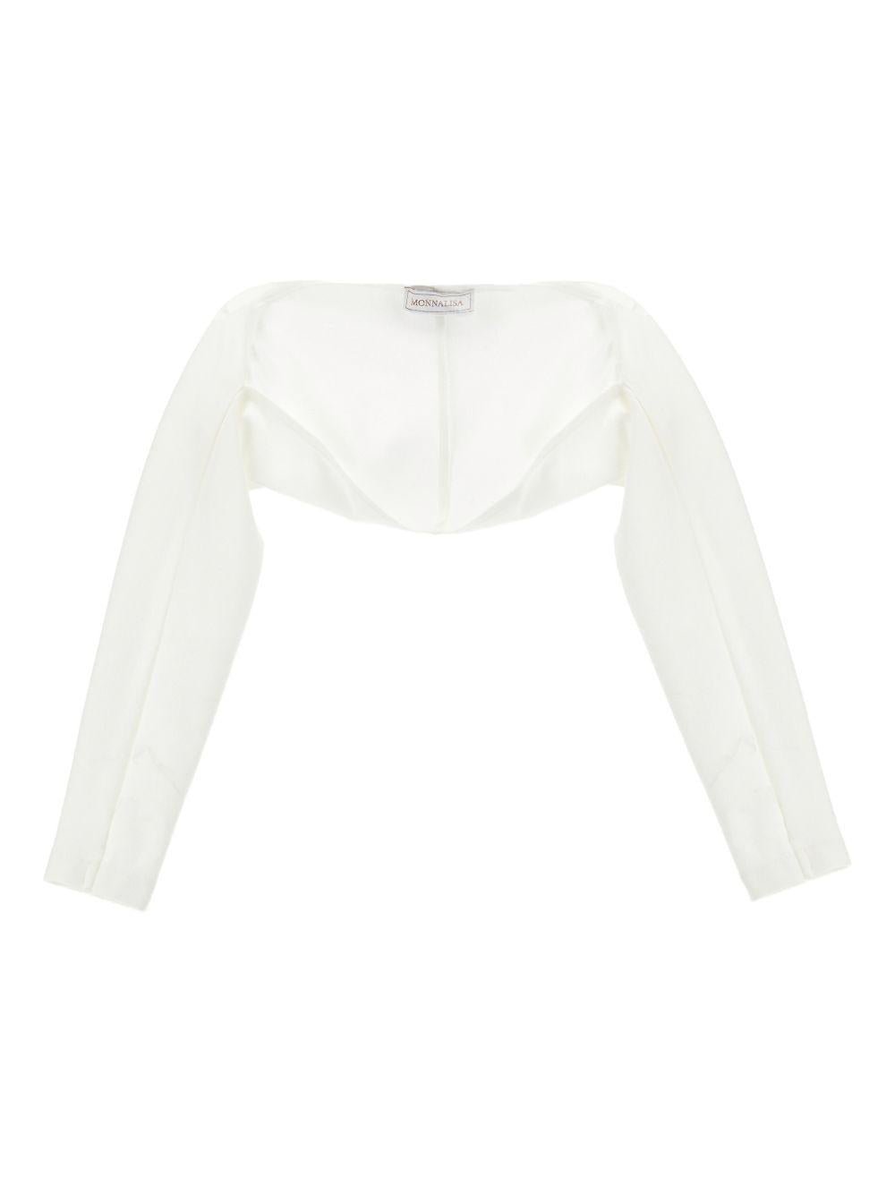 Coprispalle per bambina Monnalisa bianco a maniche lunghe - Rubino Kids