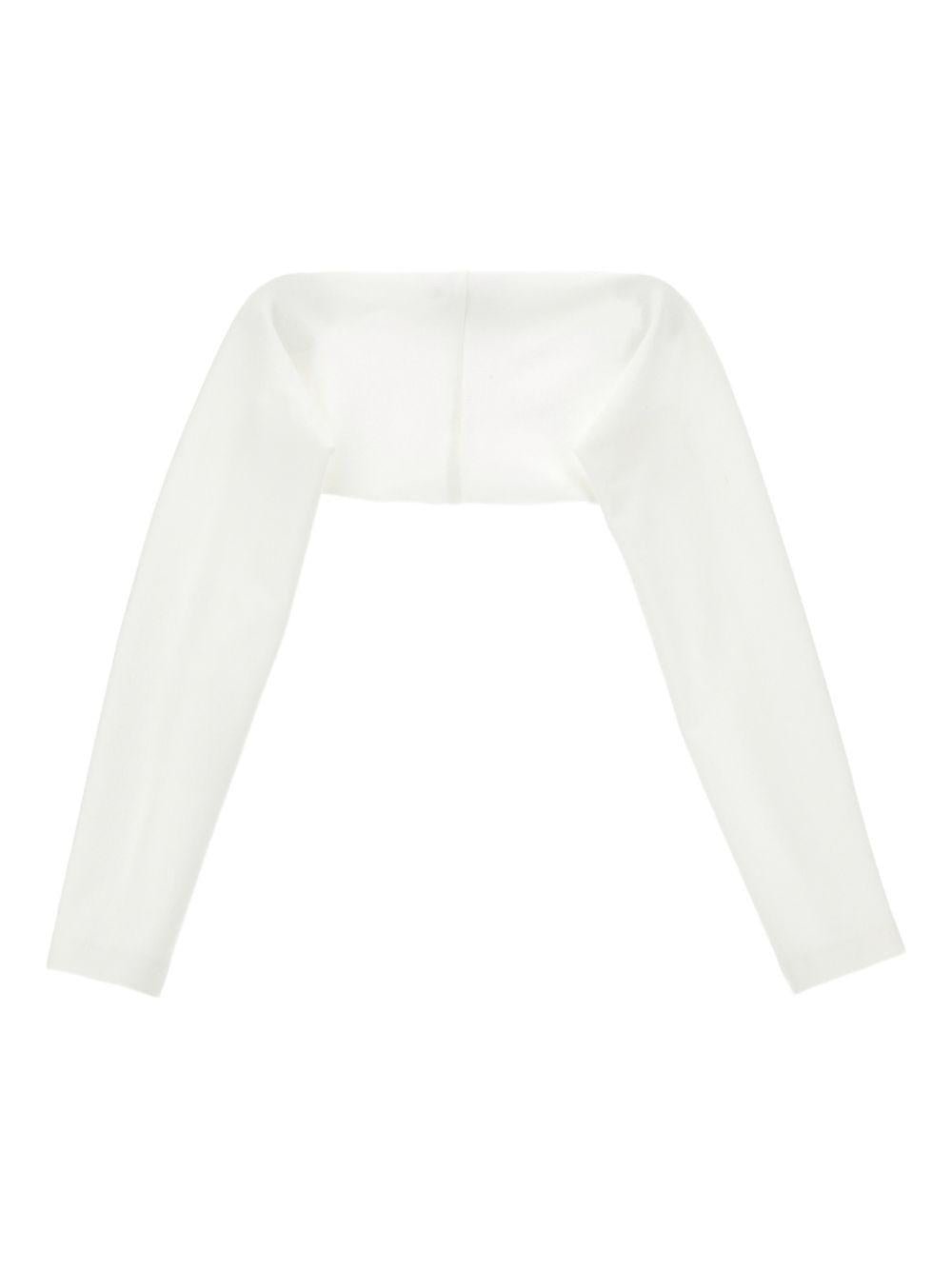 Coprispalle per bambina Monnalisa bianco a maniche lunghe - Rubino Kids