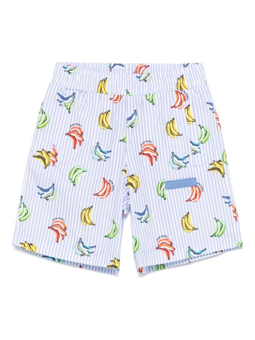Costume con stampa banana per bambino Palm Angels Kids azzurro con motivo gessato - Rubino Kids