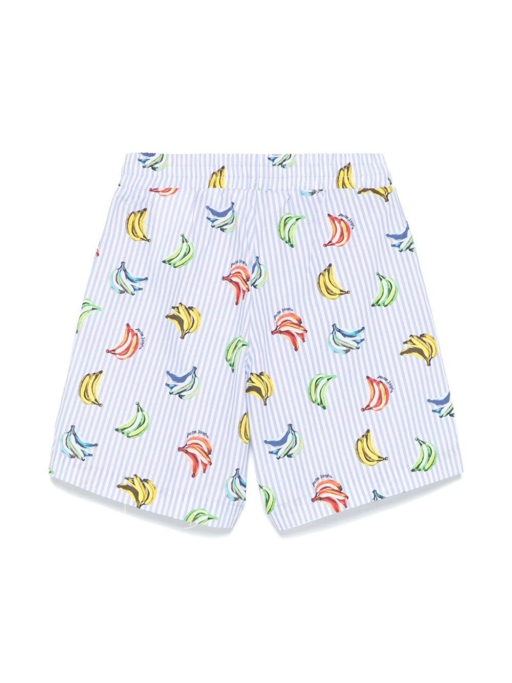 Costume con stampa banana per bambino Palm Angels Kids azzurro con motivo gessato - Rubino Kids