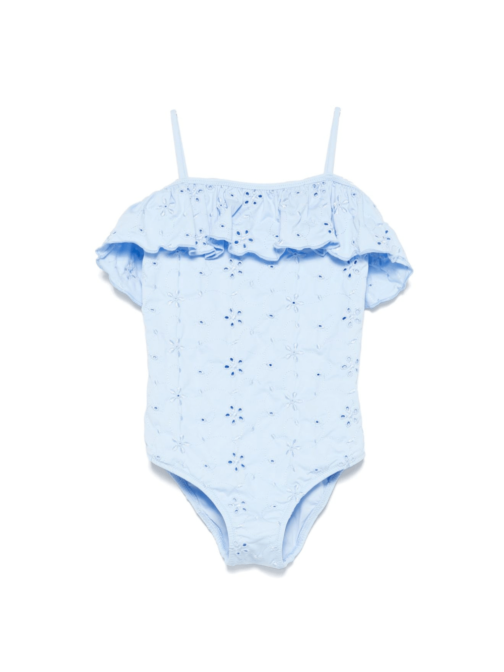 Costume da bagno MC2 Saint Barth Kids Brielle azzurro con dettagli con ruches - Rubino Kids