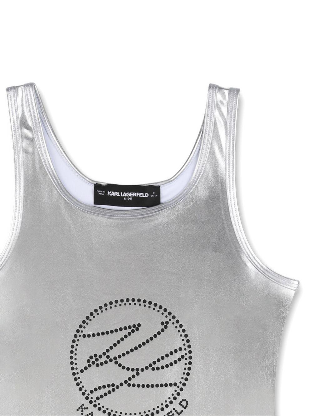 Costume da bagno per bambina Karl Lagerfeld Kids argento con decorazione - Rubino Kids