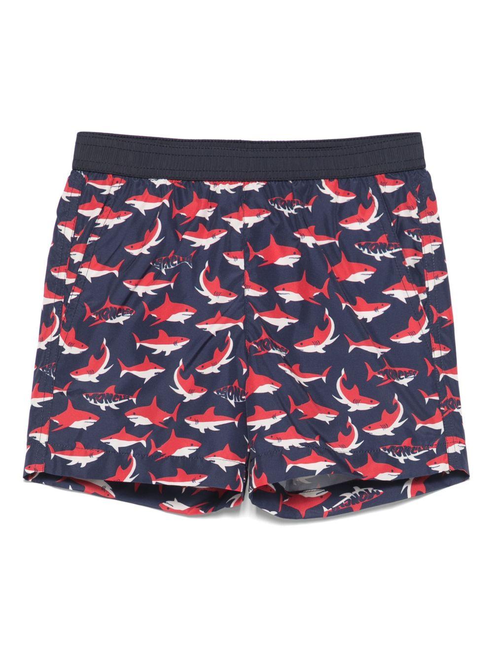 Costume da bagno per bambino Moncler Enfant blu con stampa - Rubino Kids