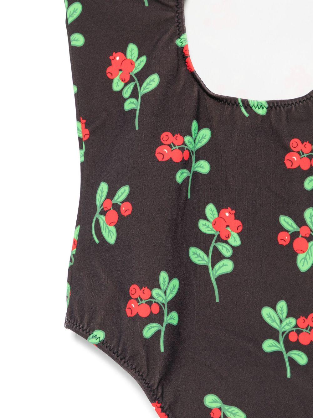 Costume intero per bambina Mini Rodini Lingonberries nero con stampa grafica - Rubino Kids