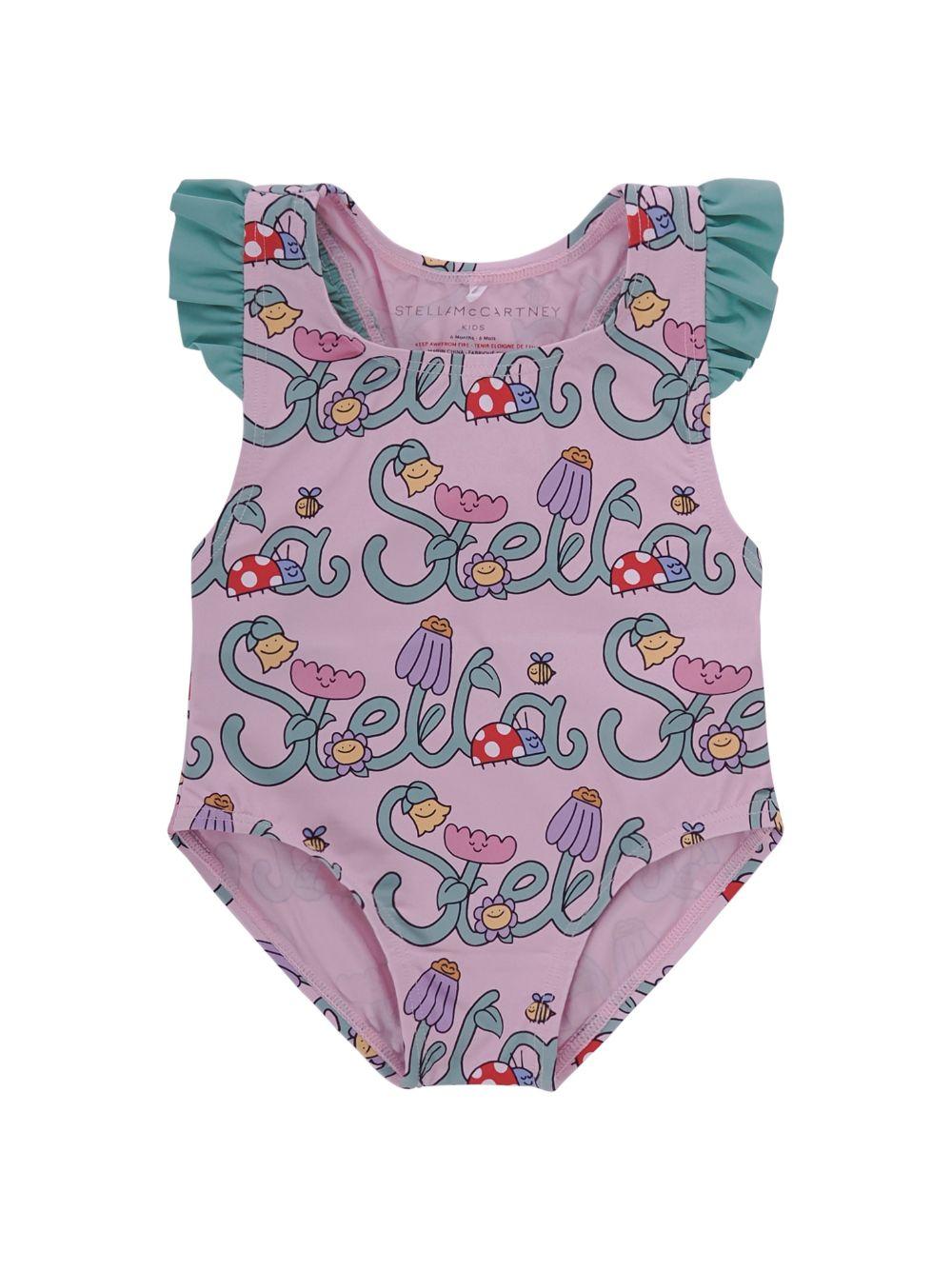 Costume per neonata Stella McCartney Kids rosa con stampa logo all - over - Rubino Kids