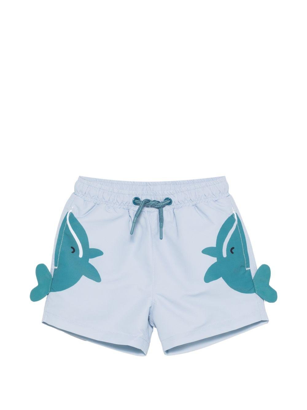 Costume per neonato Stella McCartney Kids azzurro con stampa grafica balene - Rubino Kids