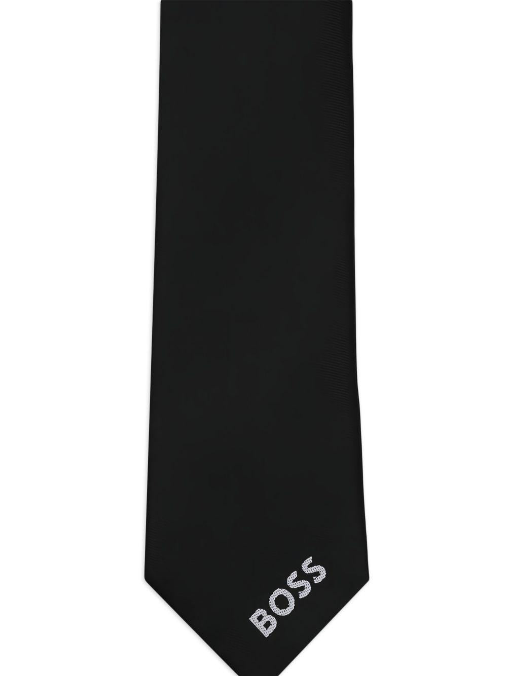Cravatta per bambino Boss Kids nera con logo sul davanti - Rubino Kids