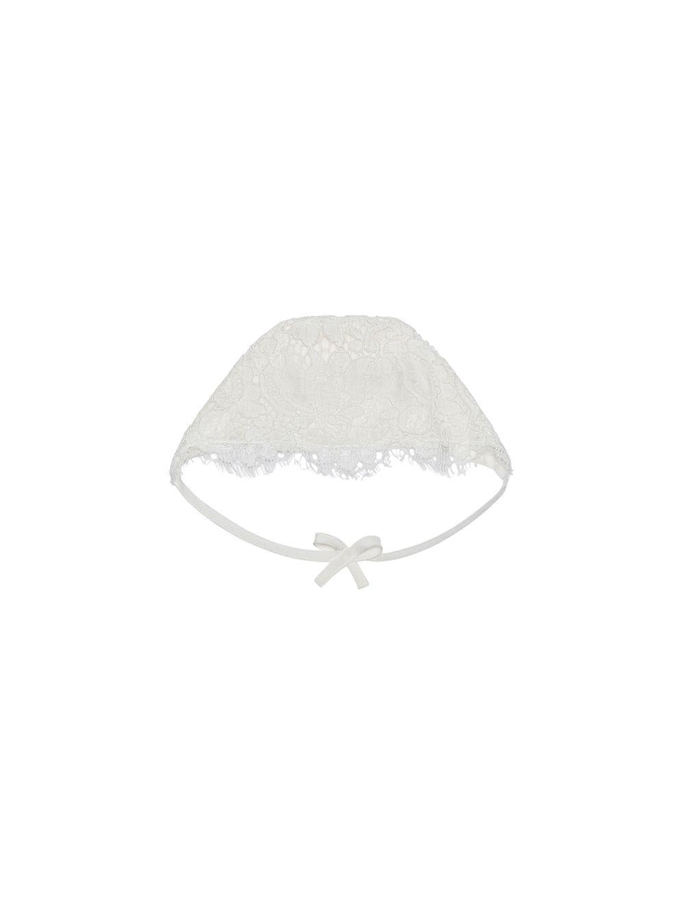 Cuffia per neonati Dolce & Gabbana Kids bianca con dettagli in pizzo - Rubino Kids