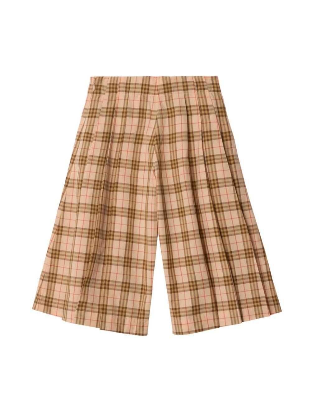 Culottes per bambina Burberry Kids beige con motivo a quadri - Rubino Kids