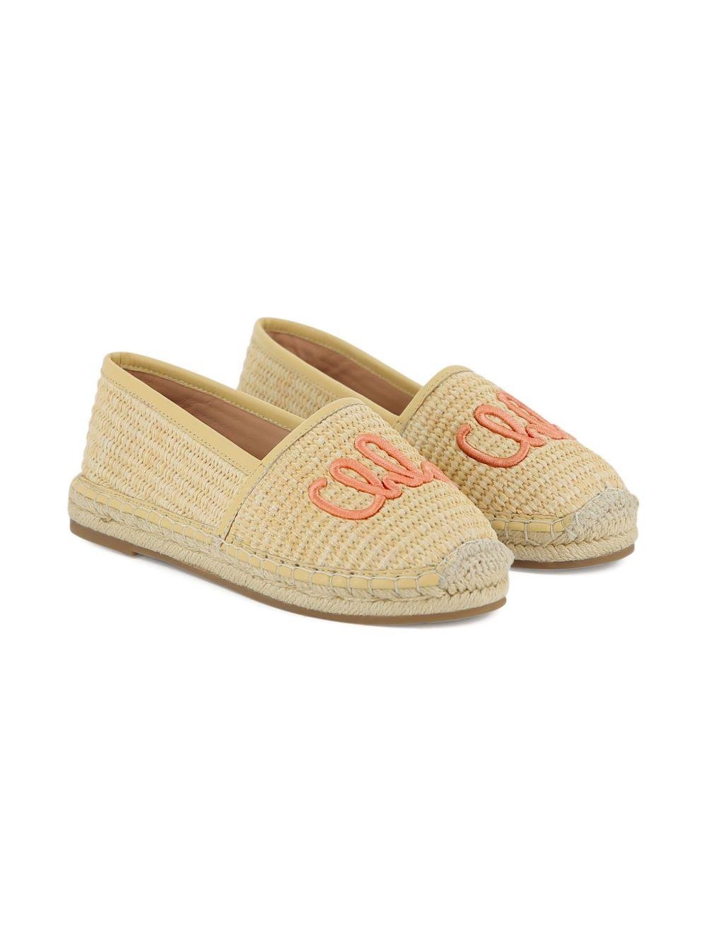 Espadrilles per bambina Chloé Kids beige con ricamo - Rubino Kids