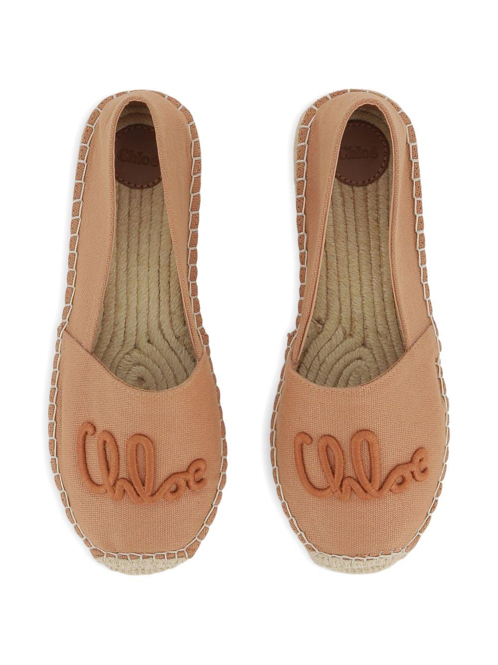 Espadrilles per bambina Chloé Kids marrone chiaro con ricamo - Rubino Kids