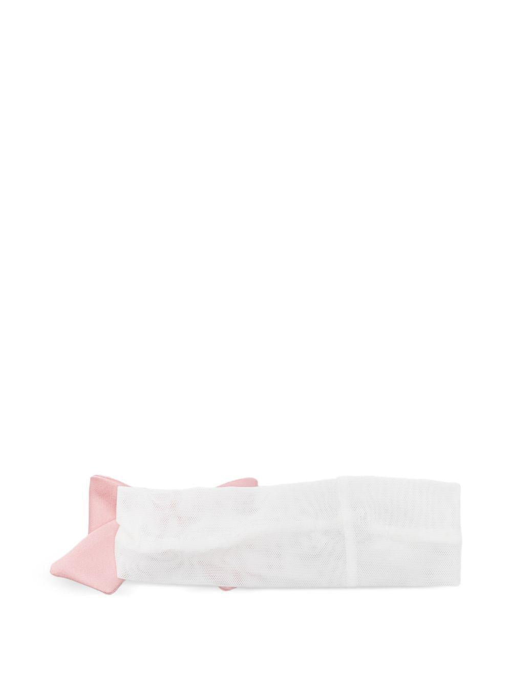 Fascia per capelli per neonata Colorichiari bianca con fiocco rosa - Rubino Kids