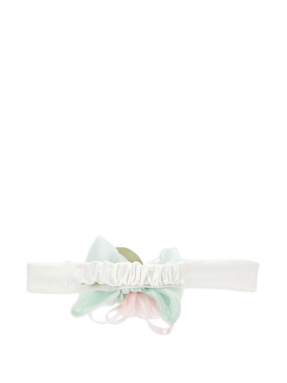 Fascia per capelli per neonata Monnalisa bianco con dettaglio con fiocco e fiore - Rubino Kids