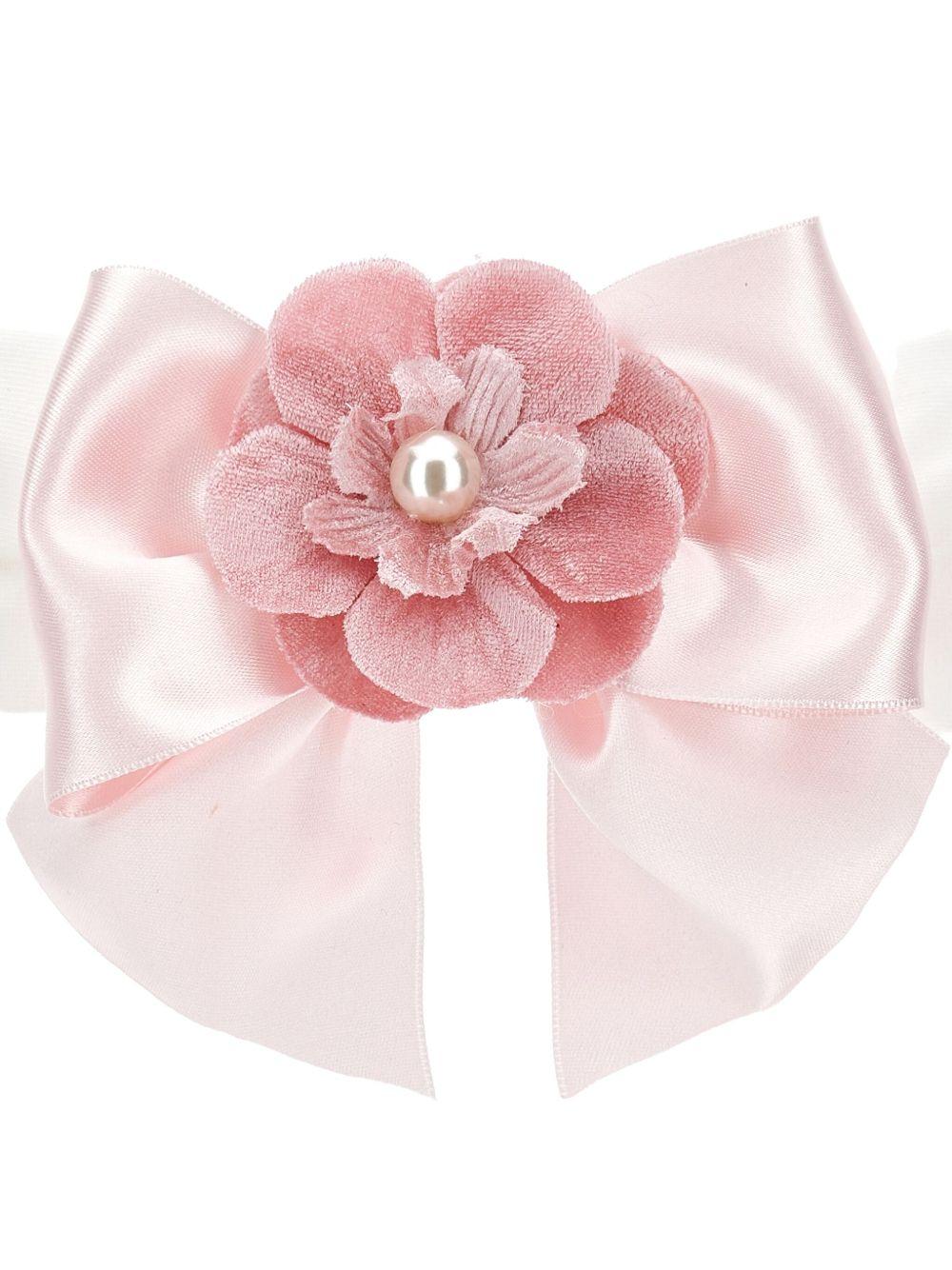 Fascia per neonata Monnalisa rosa con decorazione a fiori - Rubino Kids