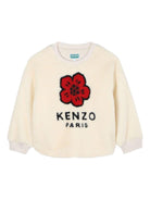Felpa Boke Flower per bambina Kenzo Kids beige con girocollo a coste - Rubino Kids