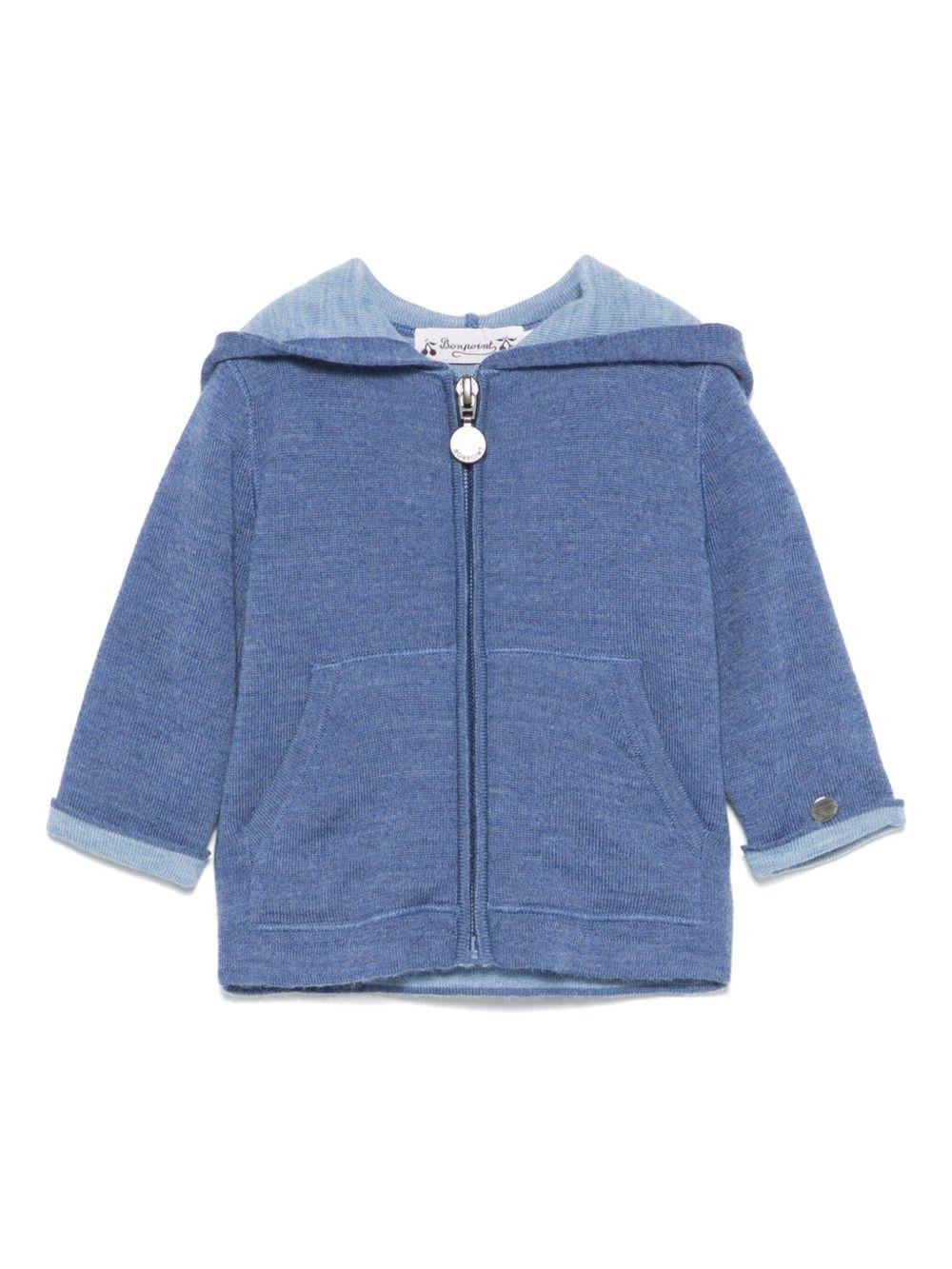 Felpa con cappuccio Alexandros per neonato Bonpoint blu con due tasche - Rubino Kids