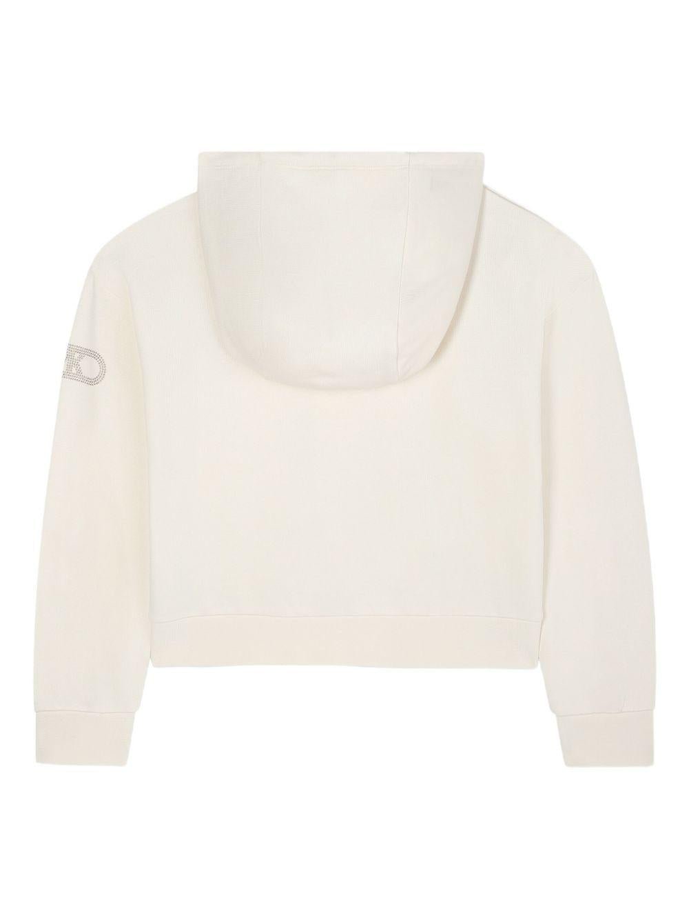 Felpa con cappuccio per bambina Michael Kors Kids bianca con zip - Rubino Kids