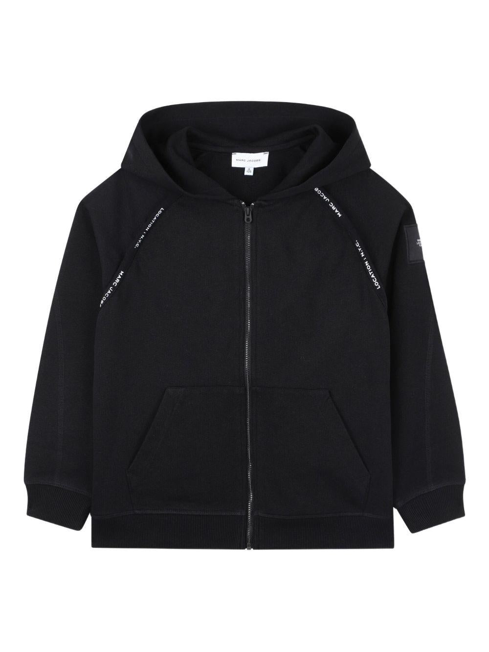 Felpa con cappuccio per bambino Marc Jacobs Kids nera con dettagli con logo a contrasto - Rubino Kids