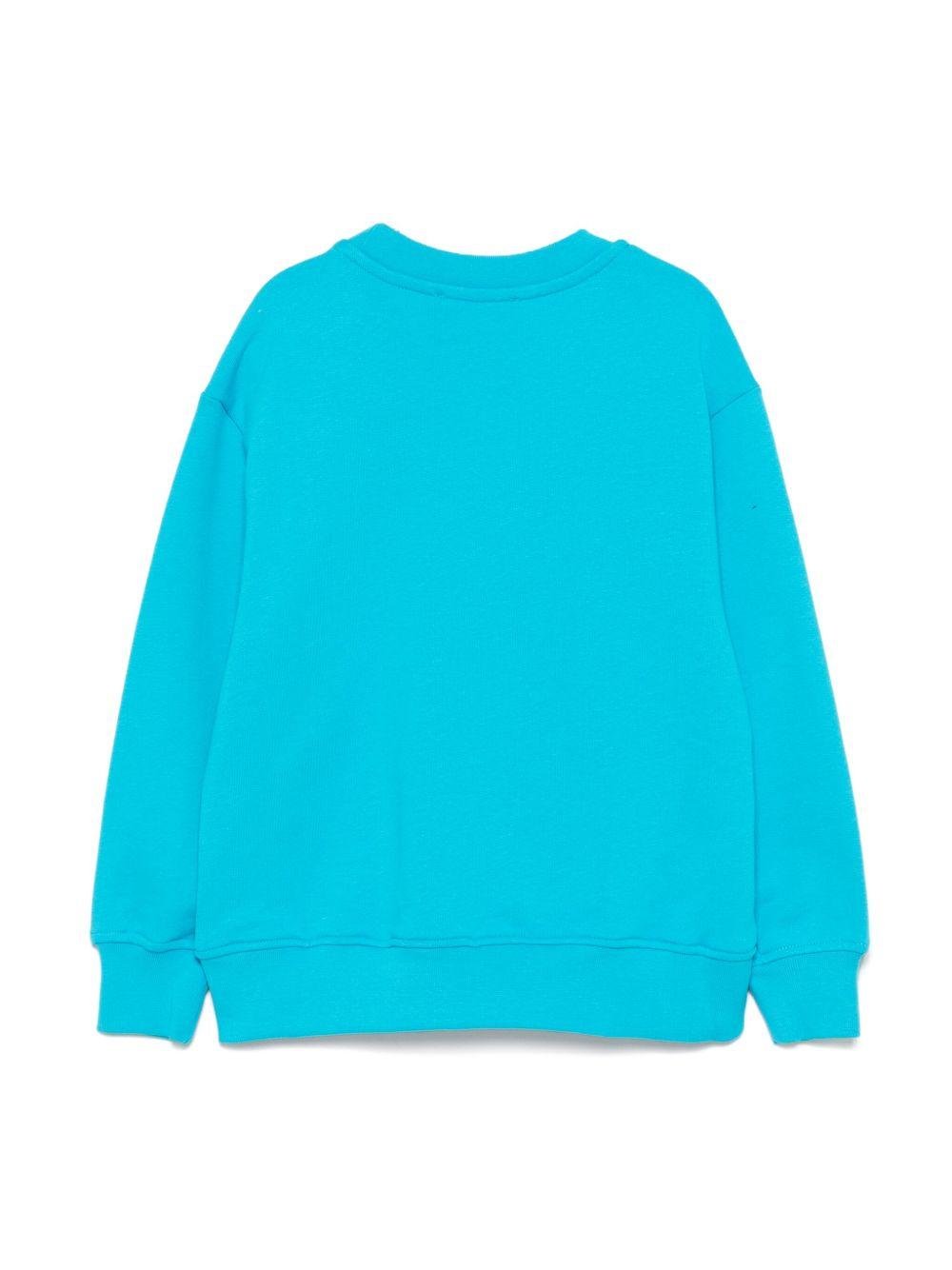 Felpa con stampa logo per bambino MSGM Kids azzurro con orlo elasticizzato - Rubino Kids