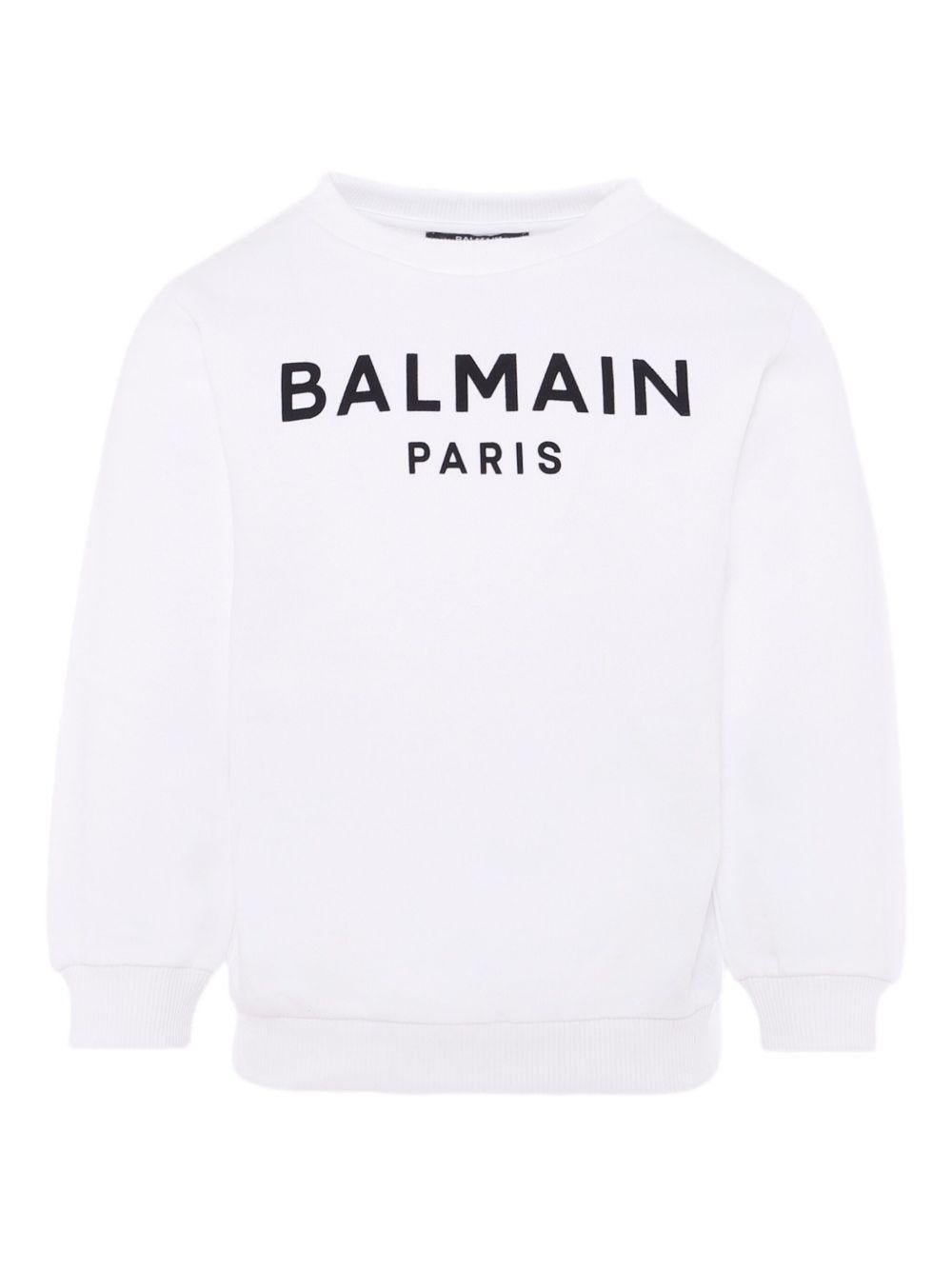 Felpa con stampa per bambino Balmain Kids bianca con logo - Rubino Kids
