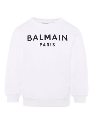 Felpa con stampa per bambino Balmain Kids bianca con logo