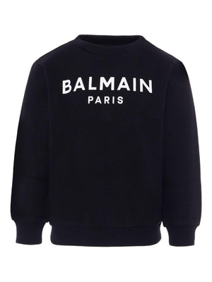 Felpa con stampa per bambino Balmain Kids nera con logo