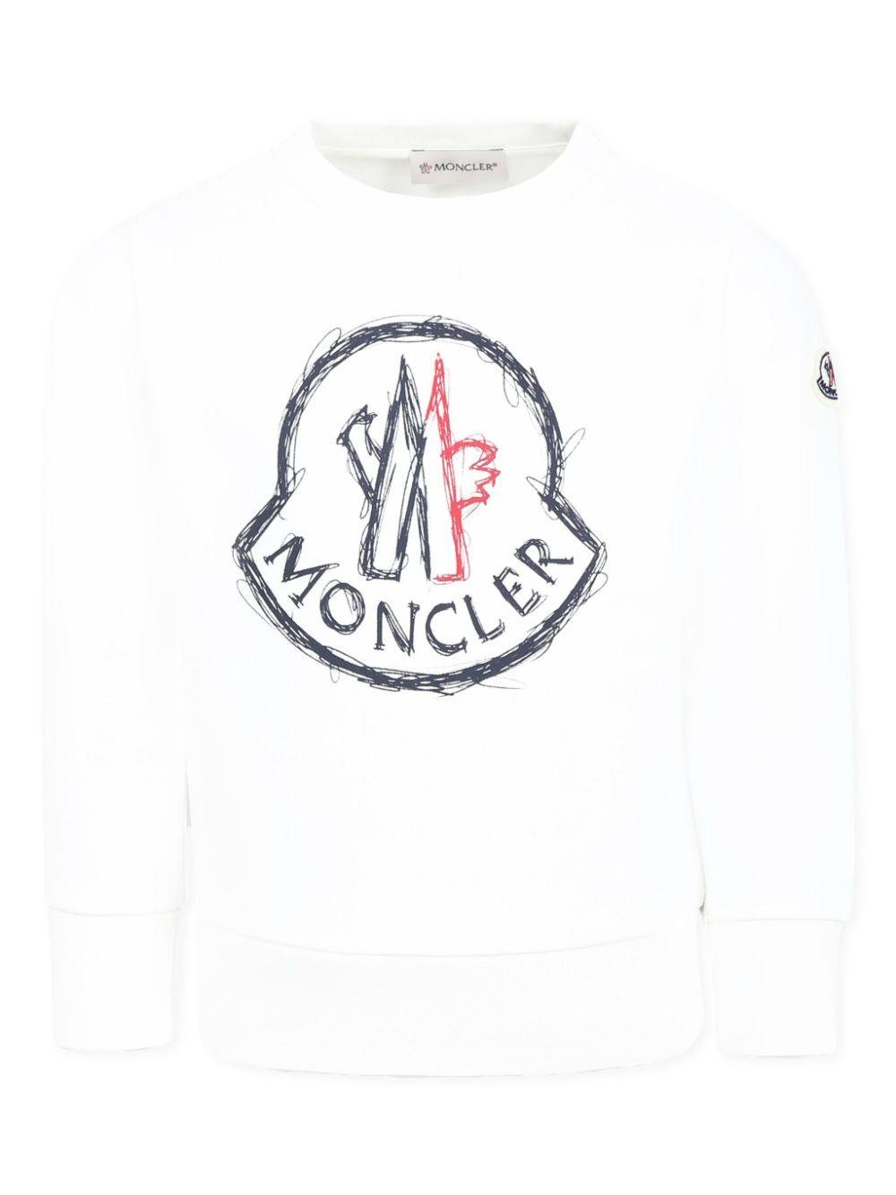 Felpa con stampa per bambino Moncler Enfant bianco con girocollo - Rubino Kids