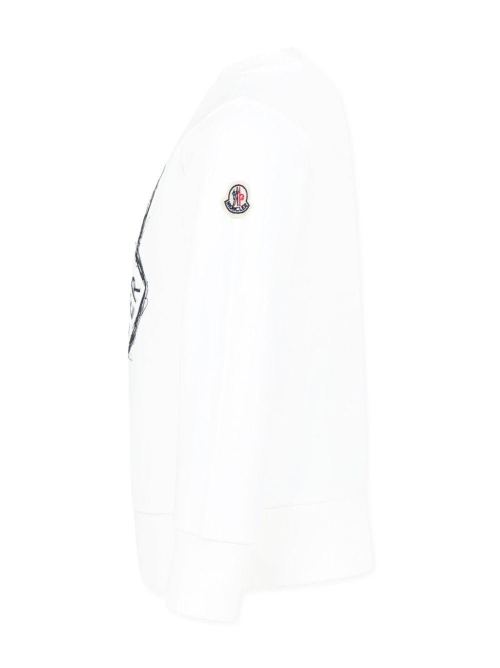 Felpa con stampa per bambino Moncler Enfant bianco con girocollo - Rubino Kids