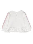 Felpa con stampa Teddy Bear per neonata Monnalisa bianco con girocollo a coste - Rubino Kids