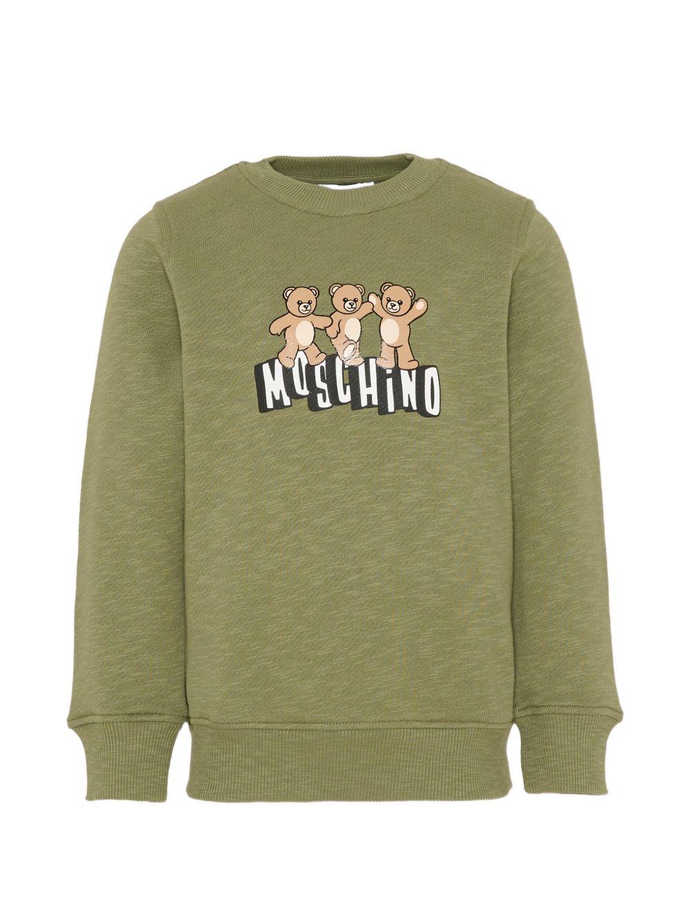 Felpa da bambino Moschino Kids verde con stampèa orsetti - Rubino Kids
