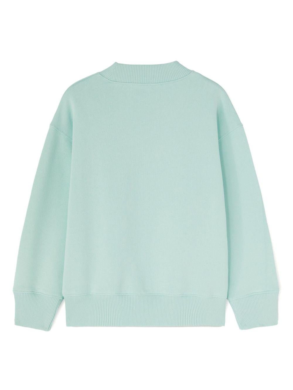 Felpa girocollo con stampa per bambina Palm Angels Kids verde con polsini a coste - Rubino Kids