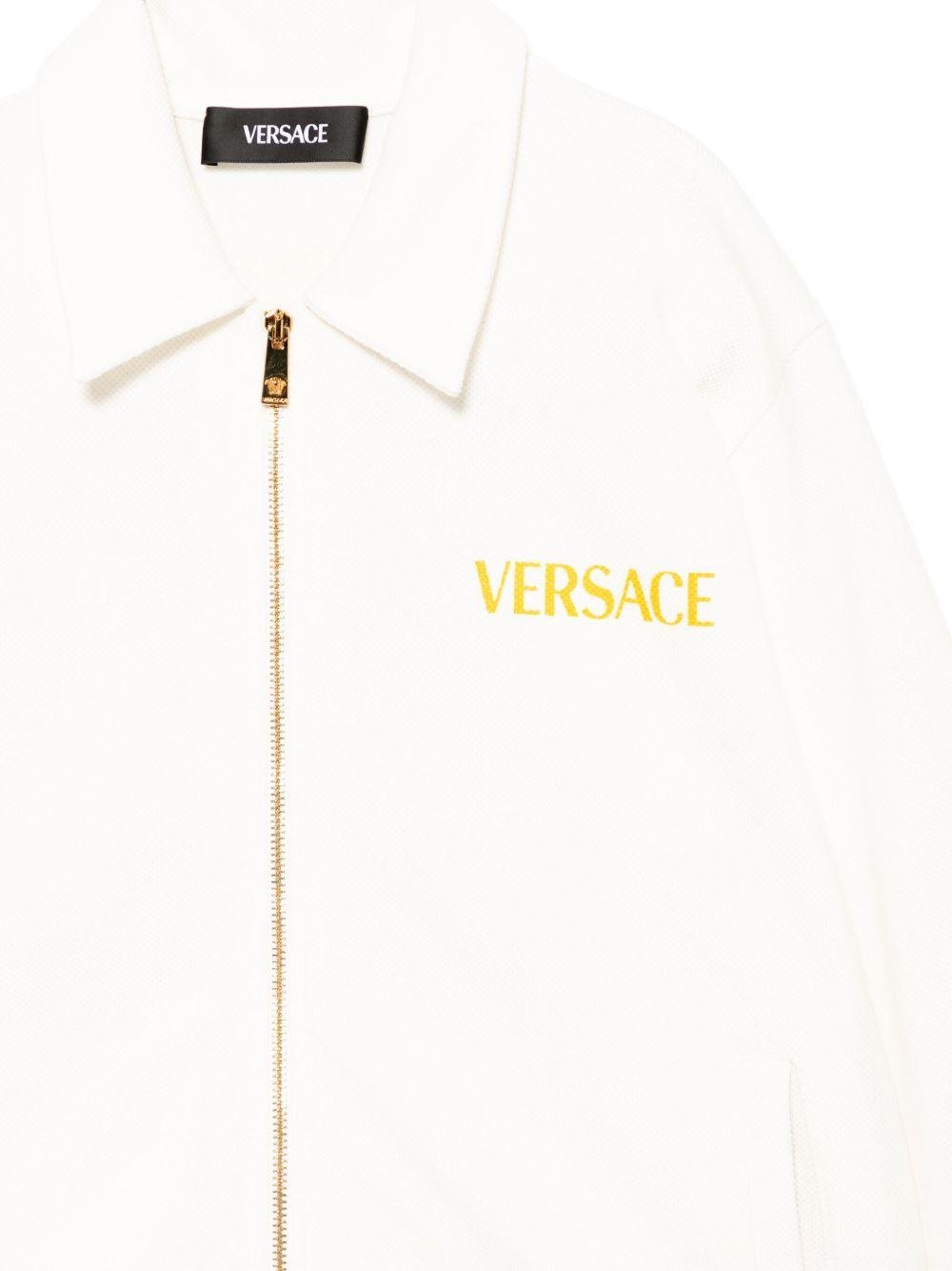 Felpa in cotone per bambino Versace Kids bianco con zip e logo - Rubino Kids