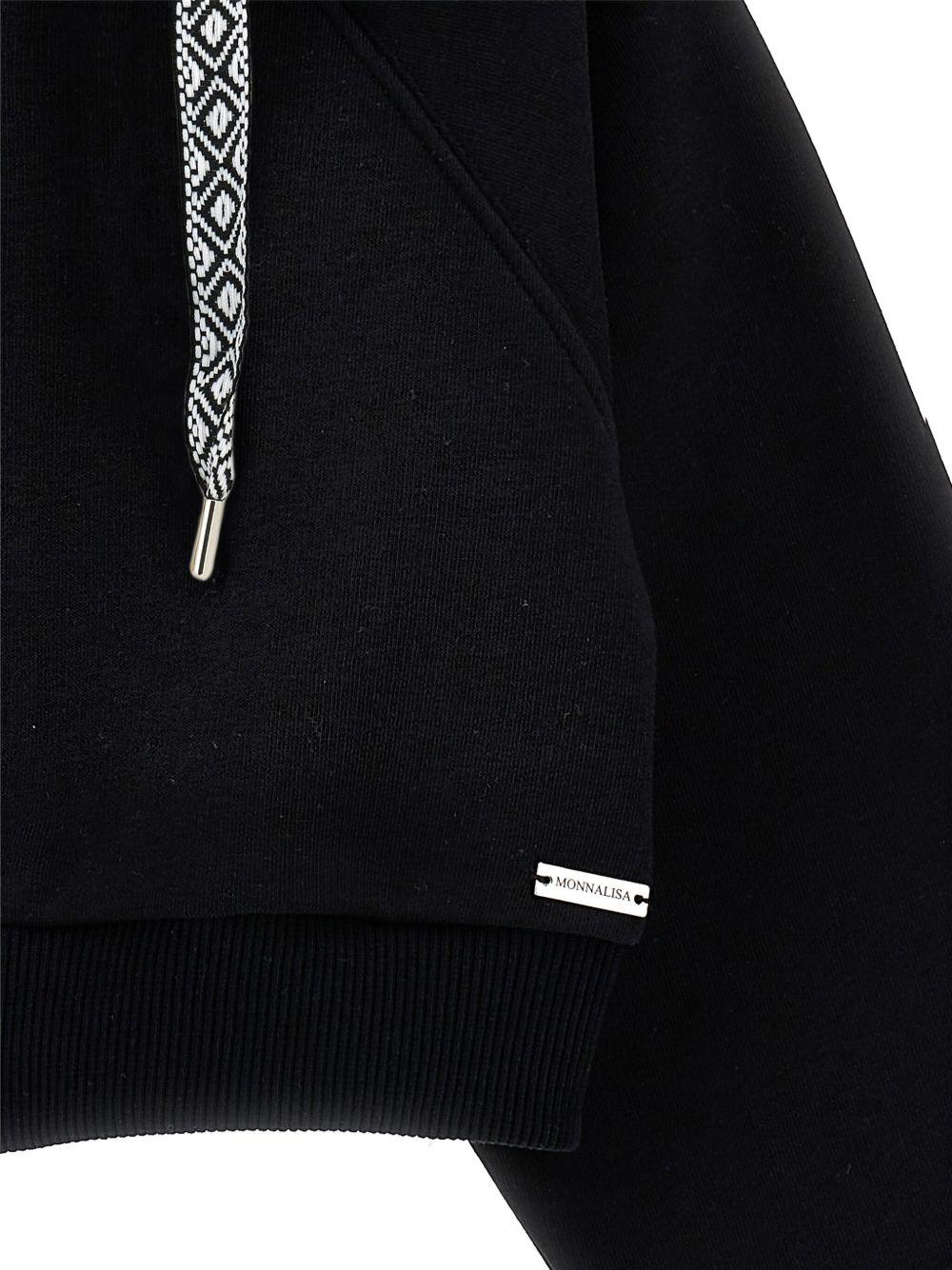 Felpa in jersey per bambina Monnalisa nera con cappuccio - Rubino Kids