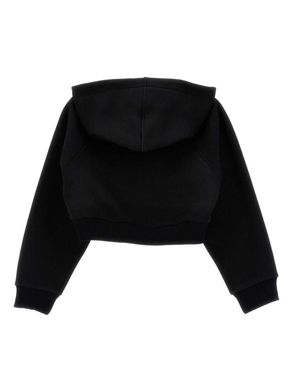 Felpa in jersey per bambina Monnalisa nera con cappuccio - Rubino Kids