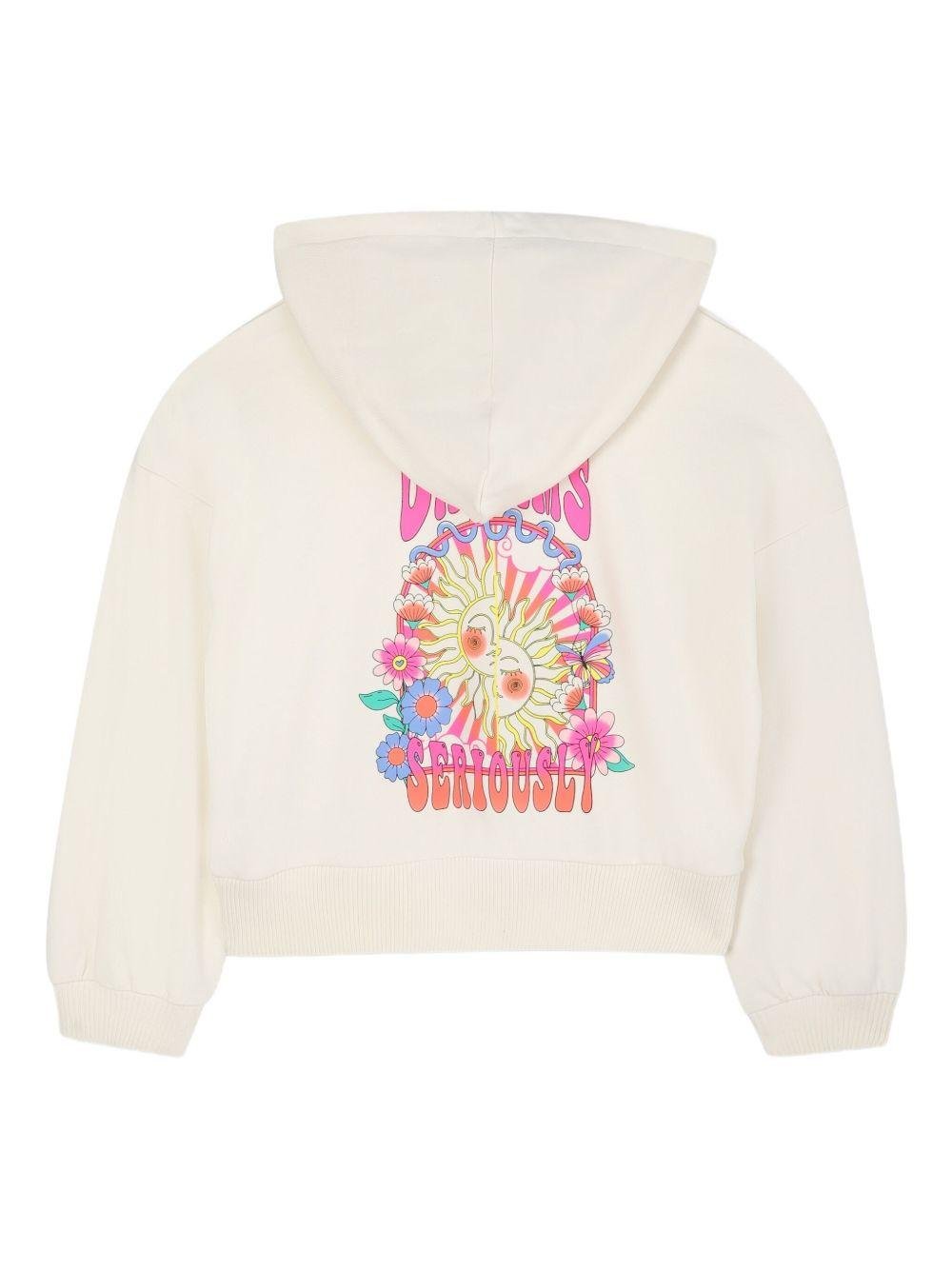 Felpa per bambina Billieblush bianco con stampa e cappuccio - Rubino Kids