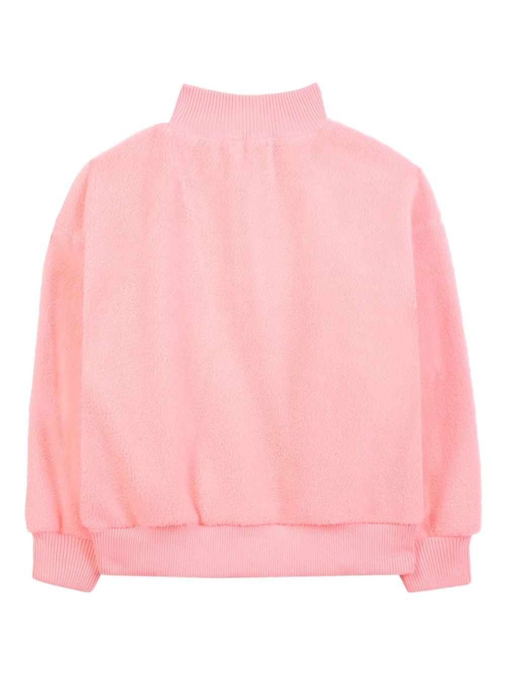 Felpa per bambina Billieblush rosa in pile con zip e collo rialzato - Rubino Kids