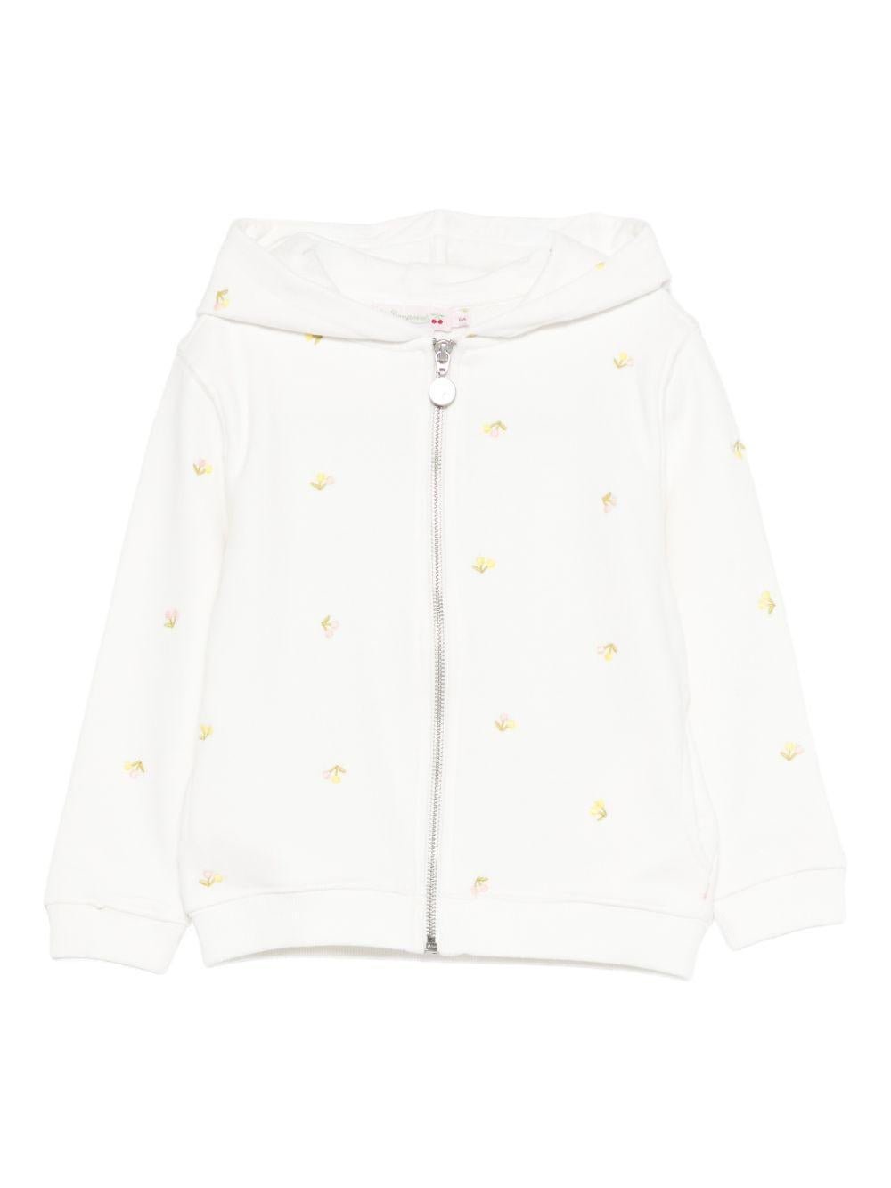 Felpa per bambina Bonpoint bianca con stampa floreale all - over - Rubino Kids