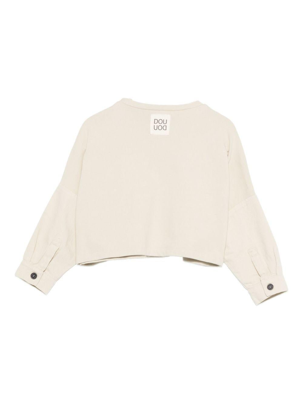 Felpa per bambina Douuod Kids beige con tasca sul petto - Rubino Kids