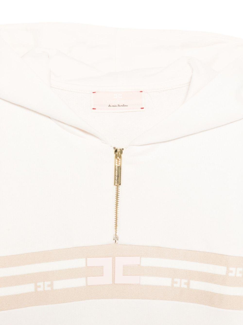 Felpa per bambina Elisabetta Franchi La Mia Bambina bianco con cappuccio e zip - Rubino Kids