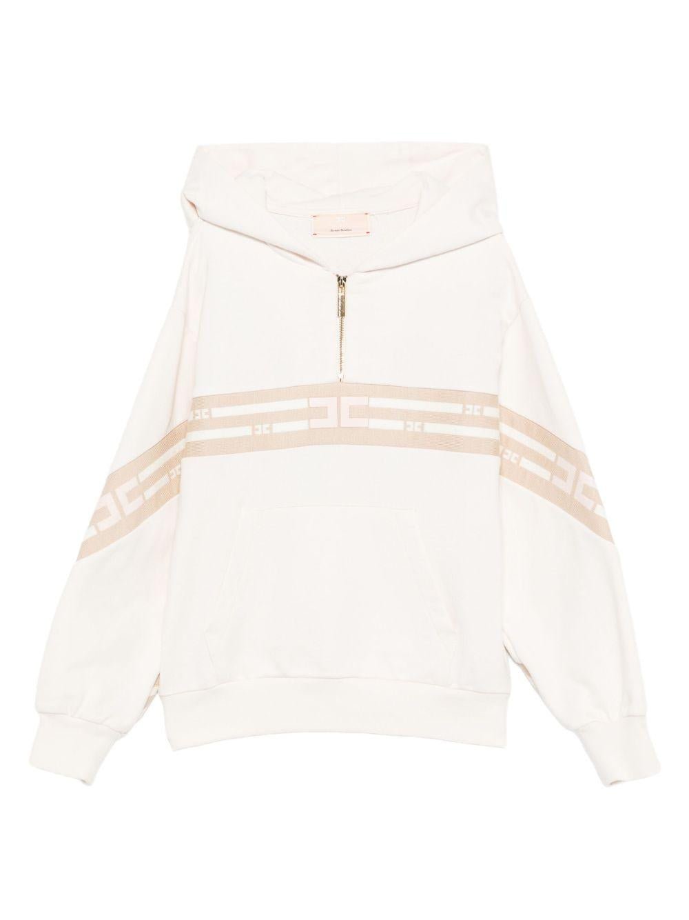 Felpa per bambina Elisabetta Franchi La Mia Bambina bianco con cappuccio e zip - Rubino Kids