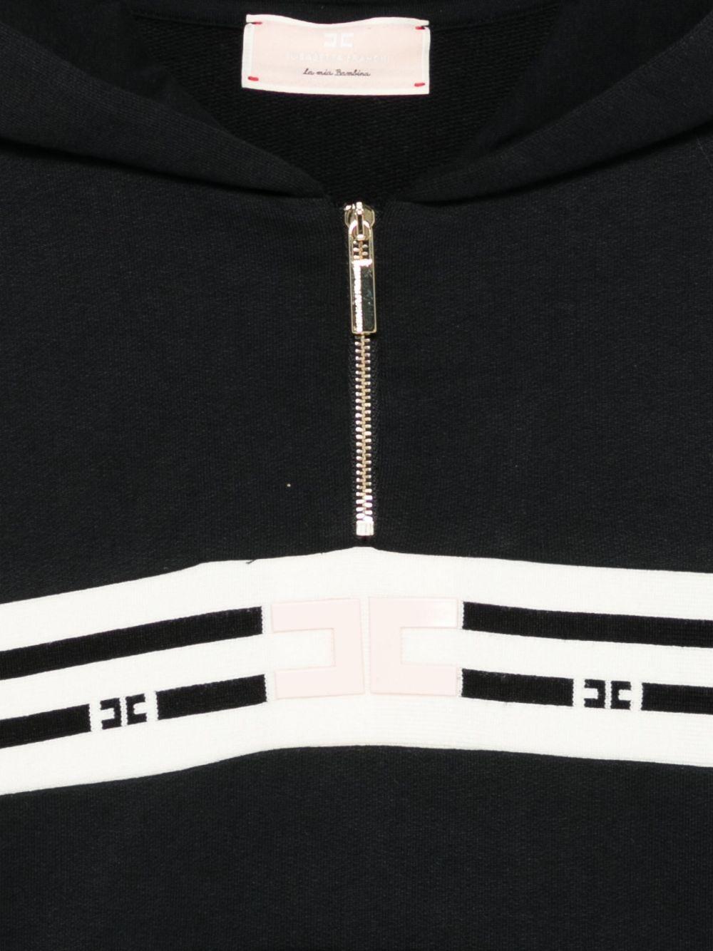 Felpa per bambina Elisabetta Franchi La Mia Bambina nero con cappuccio e zip - Rubino Kids