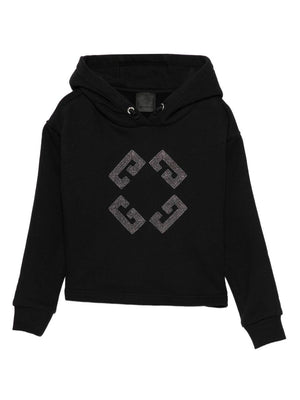 Felpa per bambina Givenchy Kids nera con cappuccio e strass