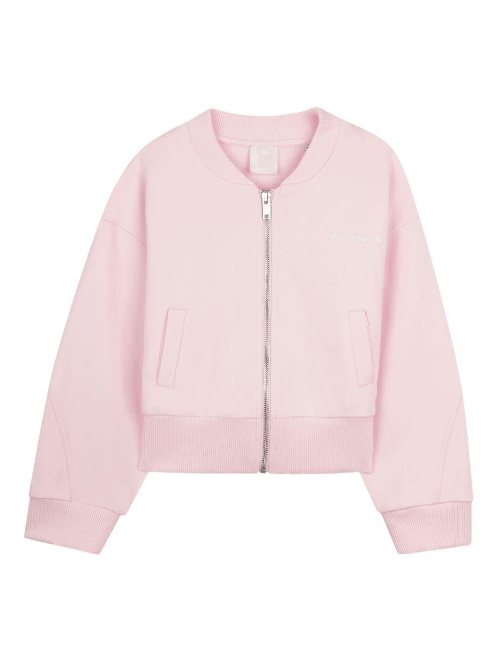 Felpa per bambina Givenchy Kids rosa con chiusura con cerniera - Rubino Kids