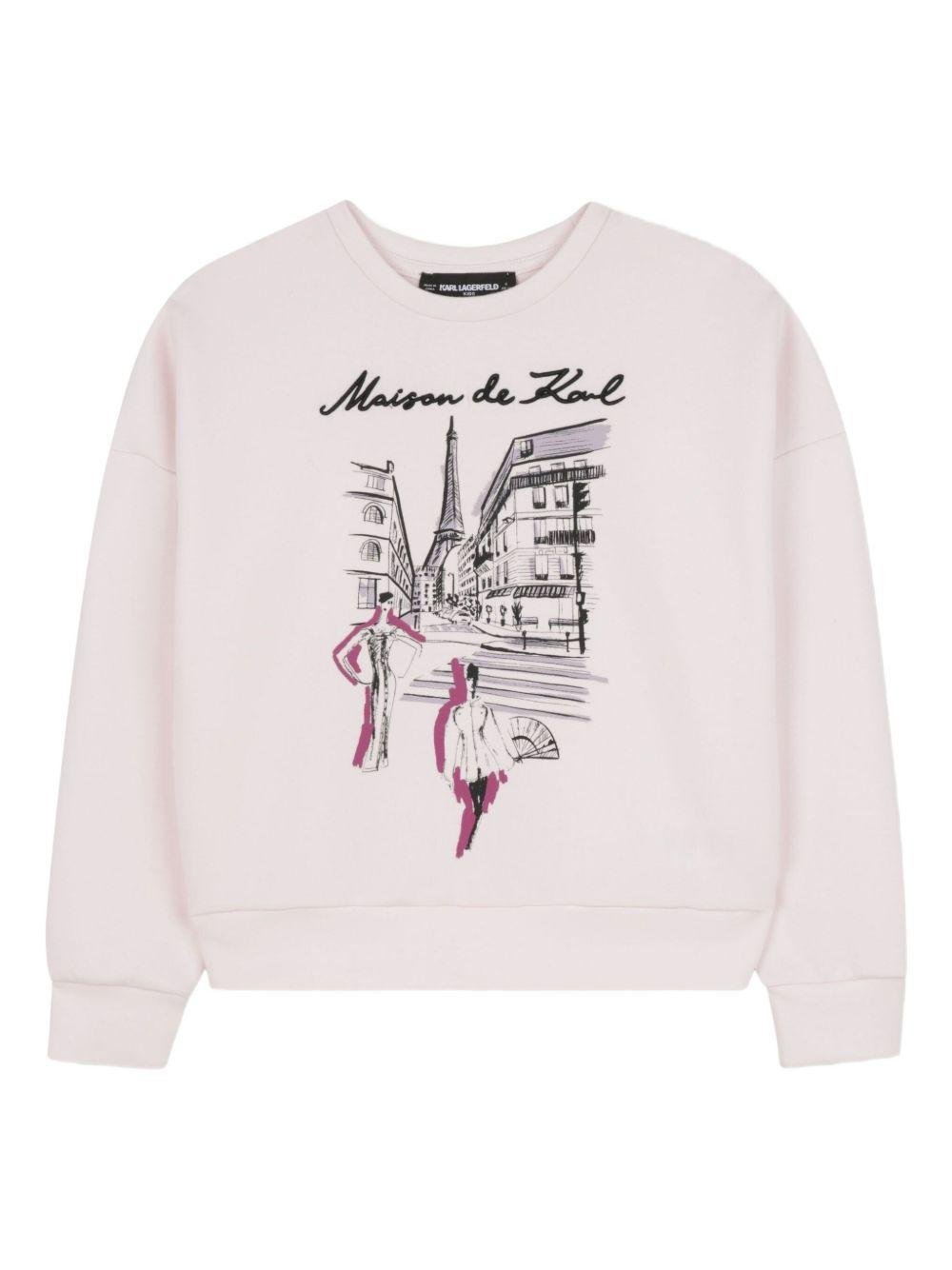 Felpa per bambina Karl Lagerfeld Kids rosa con stampa grafica - Rubino Kids