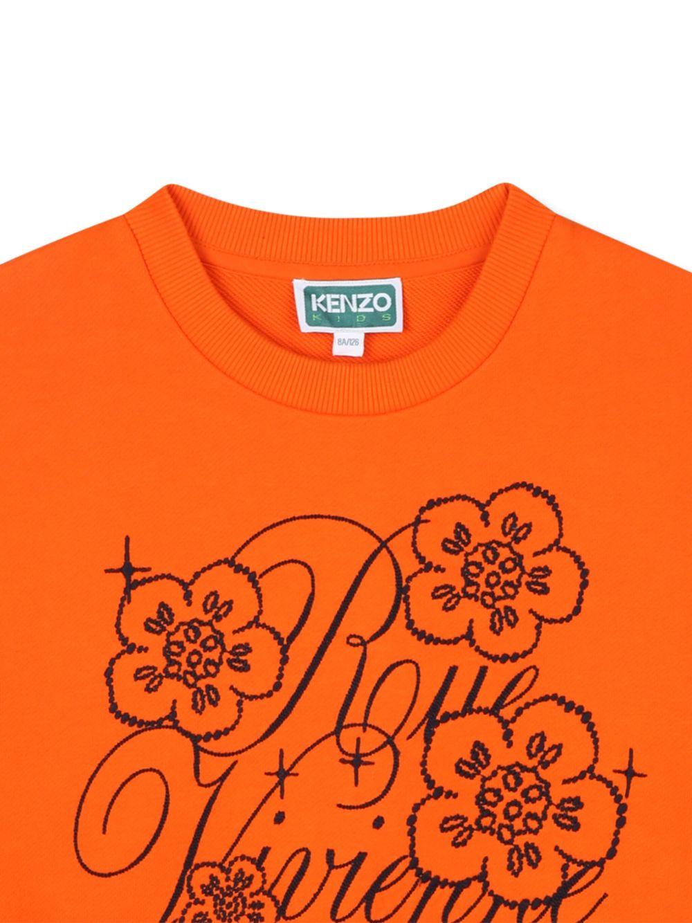 Felpa per bambina Kenzo Kids arancione con applicazione con logo - Rubino Kids
