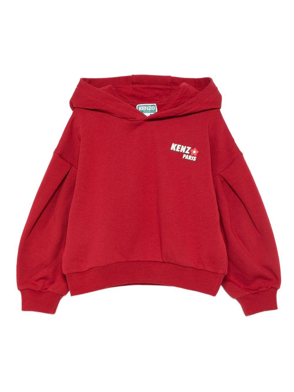 Felpa per bambina Kenzo Kids rosso con logo sul davanti - Rubino Kids