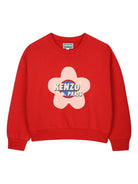 Felpa per bambina Kenzo Kids rosso con stampa a fiori - Rubino Kids