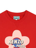 Felpa per bambina Kenzo Kids rosso con stampa a fiori - Rubino Kids