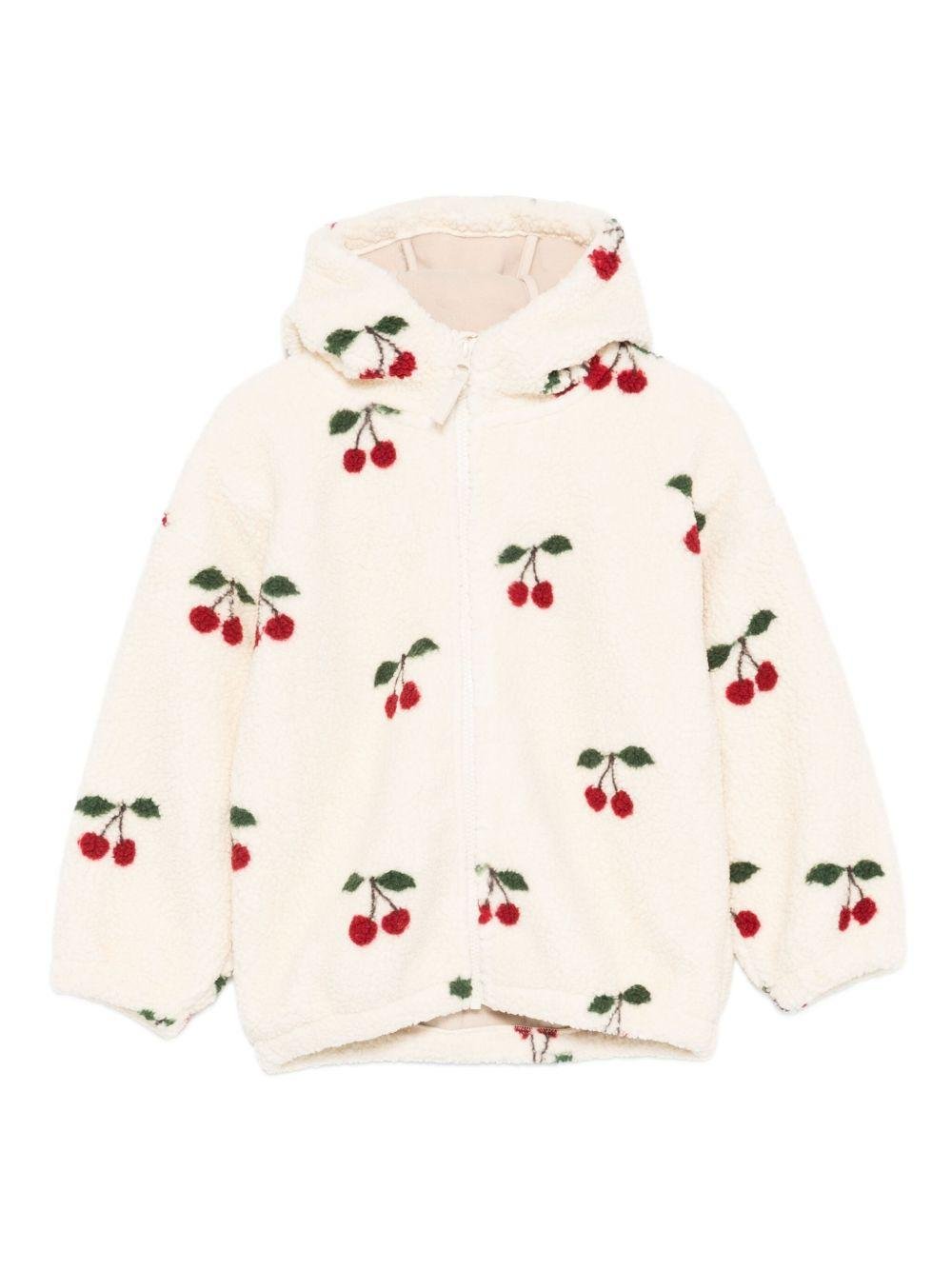 Felpa per bambina Konges Sløjd bianco con motivo ciliegie - Rubino Kids